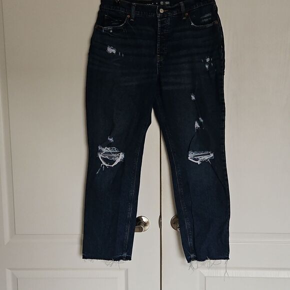 Dark Blue Distressed High-Rise Women's Jeans - Picture 5 of 16